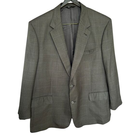 Jos A Bank Signature Collection Men 50R Black Olive Check Windowpane Sport Coat - Picture 1 of 6